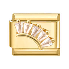 Module Charms in Gold with Simple Micro-Inlaid Zircon Design, DIY Connectable European-Style Creative Bracelet Jewelry Accessories