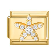 Module Charms in Gold with Simple Micro-Inlaid Zircon Design, DIY Connectable European-Style Creative Bracelet Jewelry Accessories