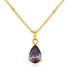 Dainty colorful drop crystal pendant stainless steel necklace