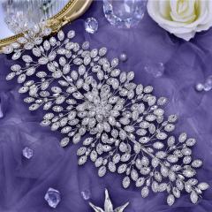 Wedding Flower Headband Silver Bride Wedding Headpiece Handmade Rhinestone Hair Accessory