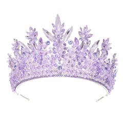 Luxury handmade colorful crystal crown wedding hair accessories
