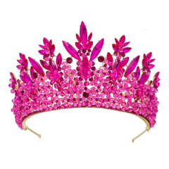 Luxury handmade colorful crystal crown wedding hair accessories