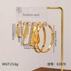 Hot sale diamond heart flower hoop stainless steel earrings set hoop earrings set