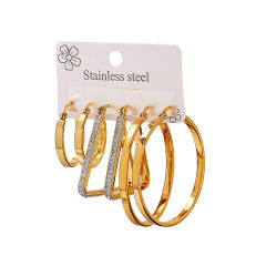 Hot sale diamond heart flower hoop stainless steel earrings set hoop earrings set