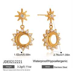 Hot sale diamond sun toggle chain stainless steel bracelet earrings necklace set