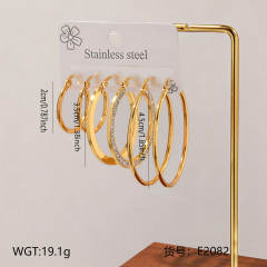 Hot sale diamond heart flower hoop stainless steel earrings set hoop earrings set