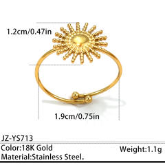 Summer easy match colorful natural stone inlaid sunflower stainless steel rings