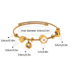 Personalized Wire Braided Rope Letters Four-Leaf Clover charm stainless steel bangle bracelet