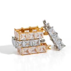 Classic cubic zircon inlaid bamboo U shape stainless steel earrings diamond earrings