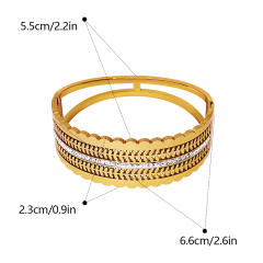 Vintage personality wide bangle rhinestone inlaid stainless steel bangle bracelet