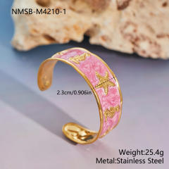 Summer colorful enamel starfish seahorse beach stainless steel bangle bracelet