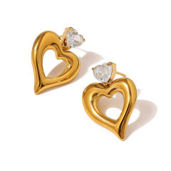 Best-Selling Ins-Style Heart-Shaped Diamond-Encrusted stainless steel necklace earrings set