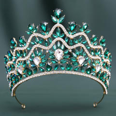Luxury Crystal Large Crown Elegant Bridal Tiara Retro Baroque Style Dress Crown