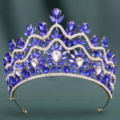 Luxury Crystal Large Crown Elegant Bridal Tiara Retro Baroque Style Dress Crown
