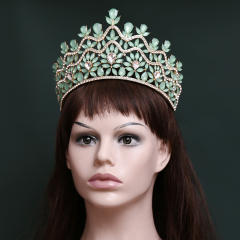 Luxury Crystal Large Crown Elegant Bridal Tiara Retro Baroque Style Dress Crown