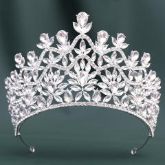 Luxury Crystal Large Crown Elegant Bridal Tiara Retro Baroque Style Dress Crown