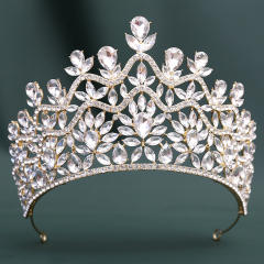 Luxury Crystal Large Crown Elegant Bridal Tiara Retro Baroque Style Dress Crown
