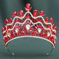 Luxury Crystal Large Crown Elegant Bridal Tiara Retro Baroque Style Dress Crown