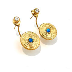 Holiday design colorful crystal inlaid stainless steel earrings jacket earrings