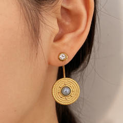 Holiday design colorful crystal inlaid stainless steel earrings jacket earrings