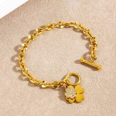 Lucky Four-Leaf Clover toggle Bracelet stainless steel bracelet chain bracelet