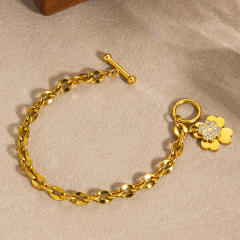 Lucky Four-Leaf Clover toggle Bracelet stainless steel bracelet chain bracelet