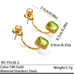 Holiday design colorful crystal inlaid stainless steel earrings jacket earrings