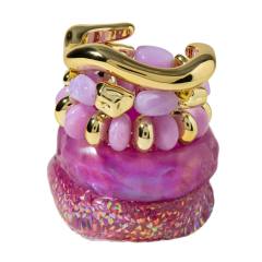 Purple Colorful Laser Resin Bracelet Asymmetrical Geometric Round Wide Version Exaggerated Bracelet set