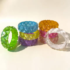 Macaron-Colored Glitter Heart Bracelet Heart-Shaped Rainbow-Colored Glitter Exaggerated bangle