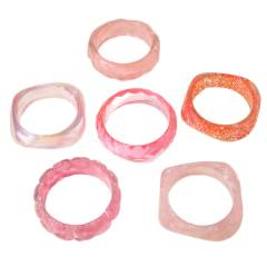 Pink Water Ripple Round Resin Bracelet Simple Ins Glitter Peach Heart Hand Jewelry