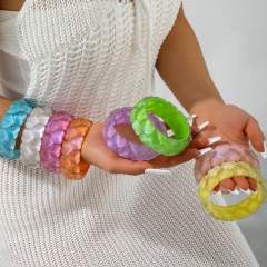Macaron-Colored Glitter Heart Bracelet Heart-Shaped Rainbow-Colored Glitter Exaggerated bangle