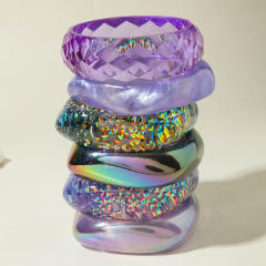 Simple Translucent Phantom Gentle Purple Bracelet Fashionable Laser Resin Exaggerated Hand Jewelry