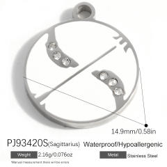 Color enamel round shape zodiac charm stainless steel charm for jewelry making