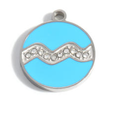 Color enamel round shape zodiac charm stainless steel charm for jewelry making