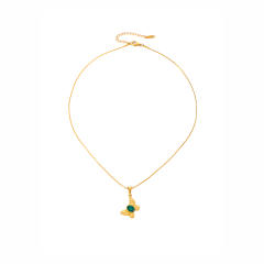 Colorful crystal inlaid butterfly pendnat stainless steel necklace