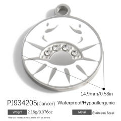Color enamel round shape zodiac charm stainless steel charm for jewelry making