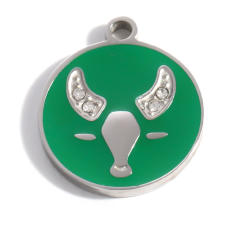 Color enamel round shape zodiac charm stainless steel charm for jewelry making