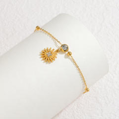 18K Gold Multi-Element Diamond Pendant Bracelet for Women stainless steel bracelet