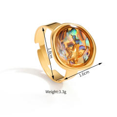 18KG ocean series stainless steel necklace earrings rings bangle set