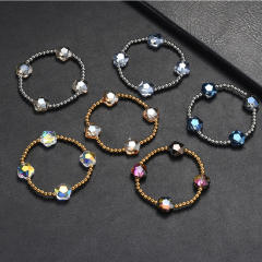 Glass Crystal Bracelet Five-Pointed Star-Shaped Diamond Stainless Steel Bead Bracelet