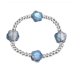Glass Crystal Bracelet Five-Pointed Star-Shaped Diamond Stainless Steel Bead Bracelet