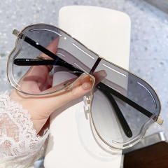Big frame sunglasses high sense women's party sunglasses one-body lenses personalized hollow sunglasses