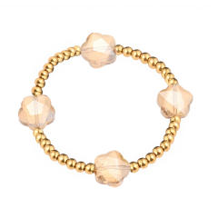 Glass Crystal Bracelet Five-Pointed Star-Shaped Diamond Stainless Steel Bead Bracelet