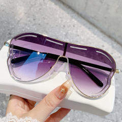 Big frame sunglasses high sense women's party sunglasses one-body lenses personalized hollow sunglasses