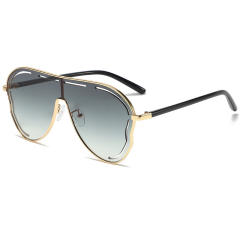 Big frame sunglasses high sense women's party sunglasses one-body lenses personalized hollow sunglasses