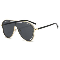 Big frame sunglasses high sense women's party sunglasses one-body lenses personalized hollow sunglasses