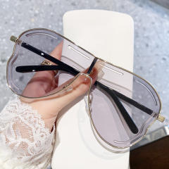 Big frame sunglasses high sense women's party sunglasses one-body lenses personalized hollow sunglasses