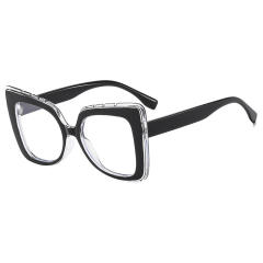 Square Large Frame Cat-Eye Non-Prescription Glasses Anti-Blue Light reading glasses