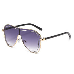 Big frame sunglasses high sense women's party sunglasses one-body lenses personalized hollow sunglasses