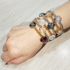 Glass Crystal Bracelet Five-Pointed Star-Shaped Diamond Stainless Steel Bead Bracelet